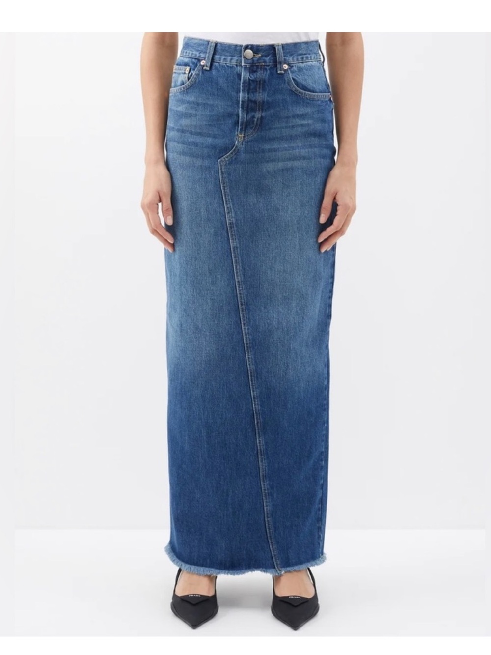Raey Blue Denim Asymmetric Maxi Skirt